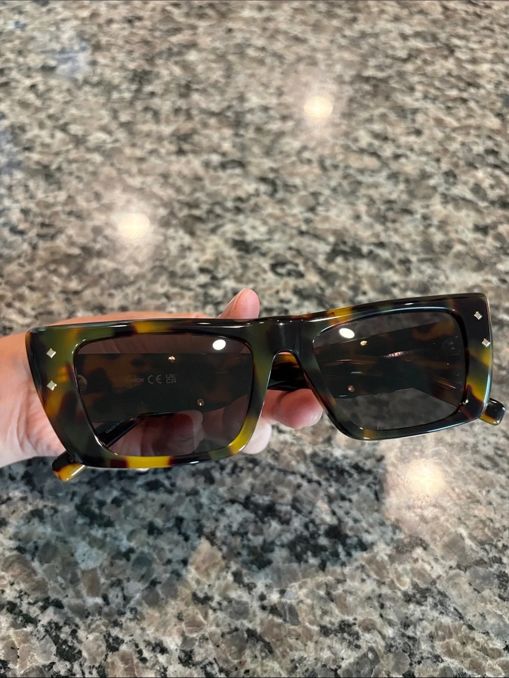 NWT MCM Women’s Tortoiseshell Square Sunglasses with Brown Leather Case